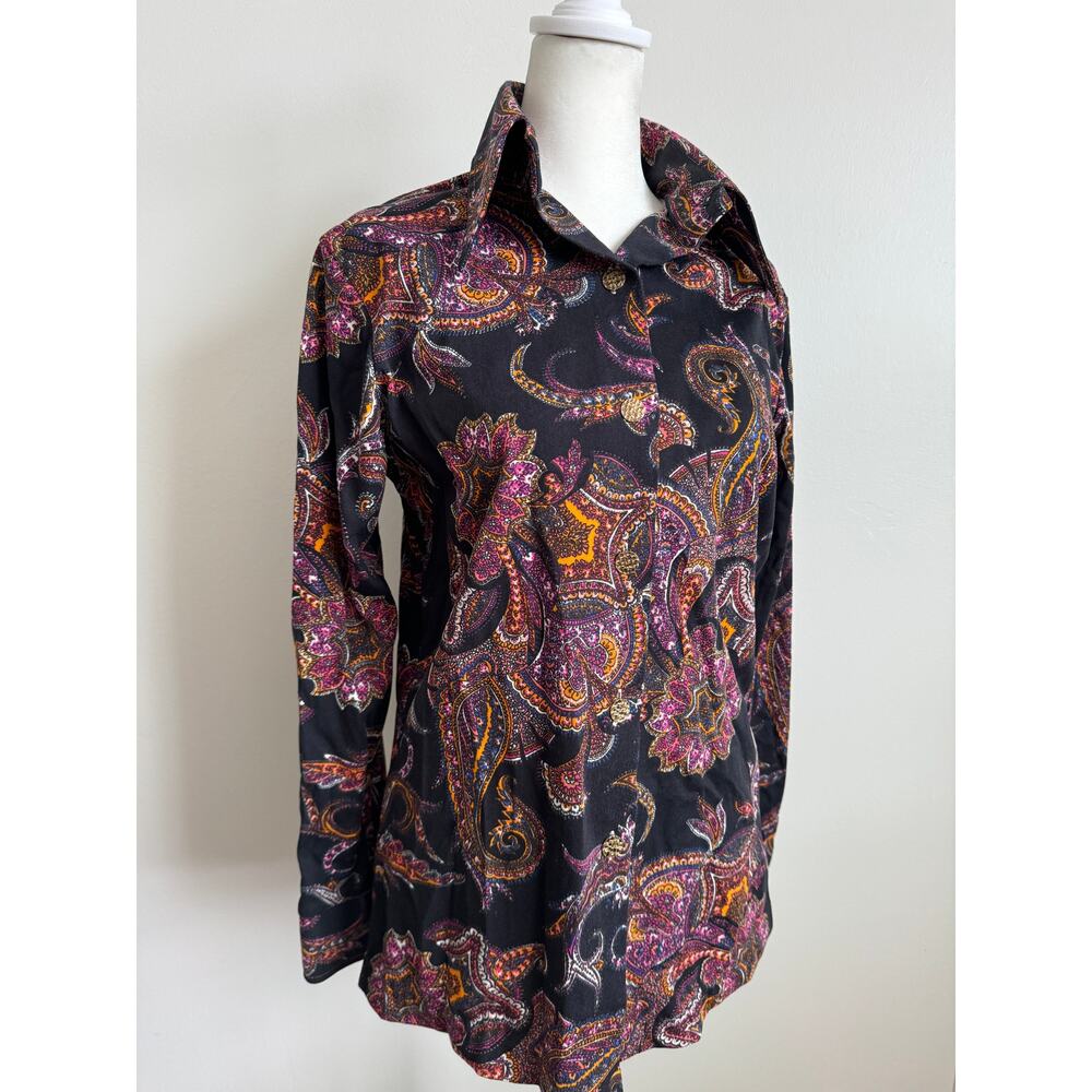 Vintage 70's Ms. Limited Black Paisley Dagger Collar